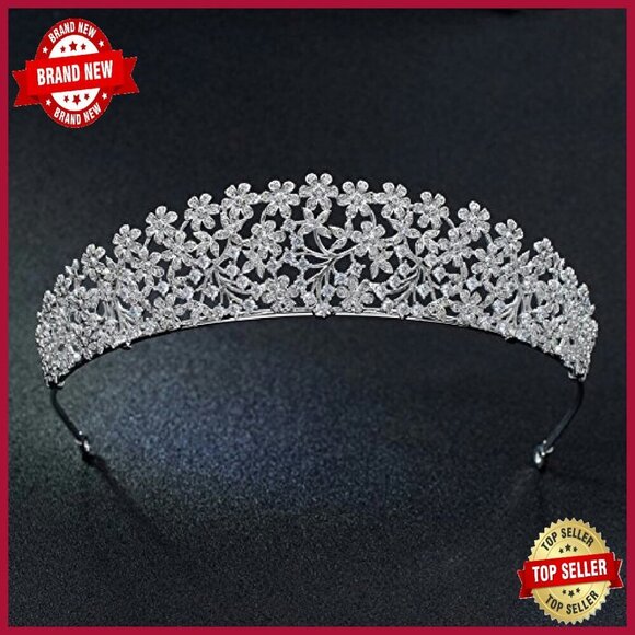 Copper Cubic Zirconia Wedding Tiara Crown Hair Accessory S16438 main image 5